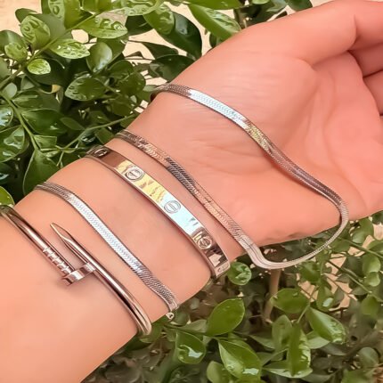 انسيال سلسلة يد استانلس خاتم دهب فضة حلق مجوهرات اكسسوارات